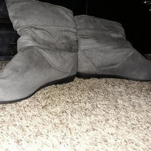 Gray suede boots